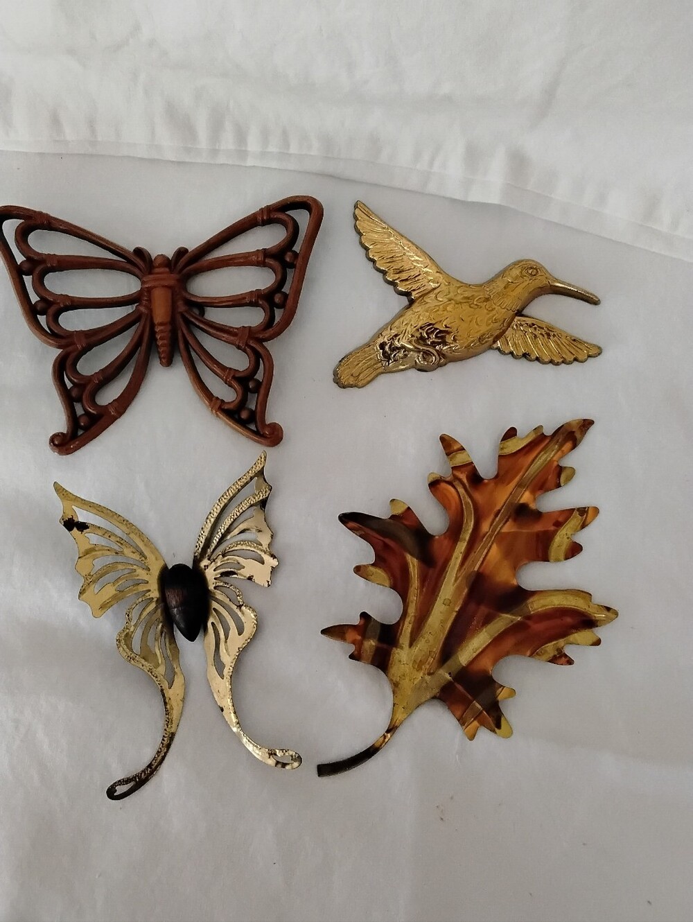 Vtg Homco Decorative Metal Wall Accents - Gold & Brown Set